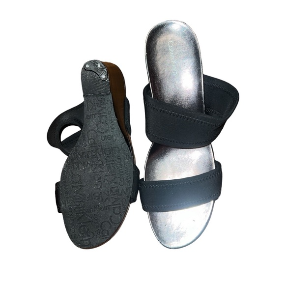 Calvin Klein Black Wedge Slides SZ 11 M - Picture 3 of 7